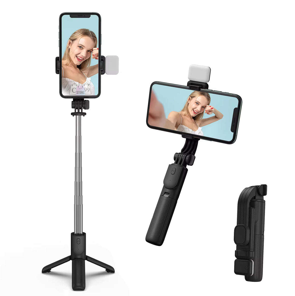 Palo Selfie Con Aro De Luz Monopod H8s
