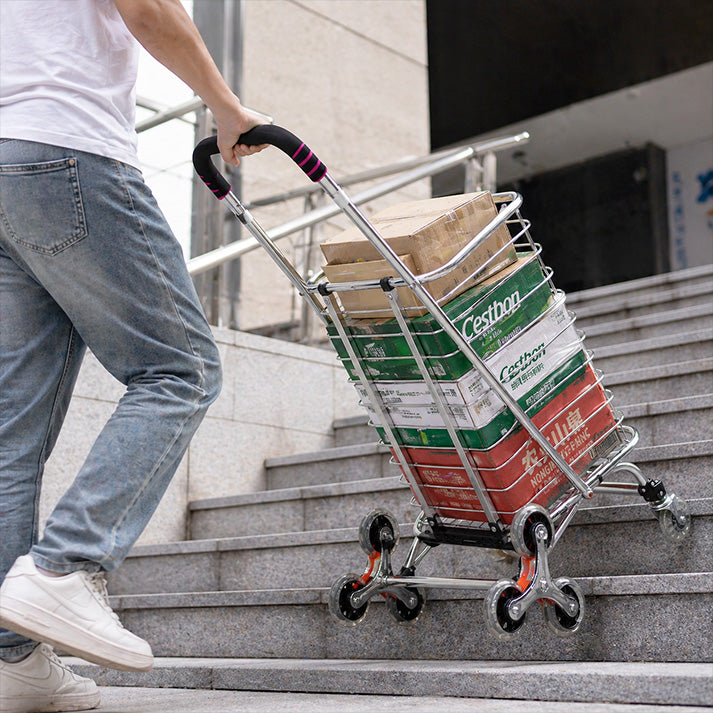 EscalaMax Pro™ - Carrito de Compras Plegable "Sube-Escaleras" (Soporta 60Kg)
