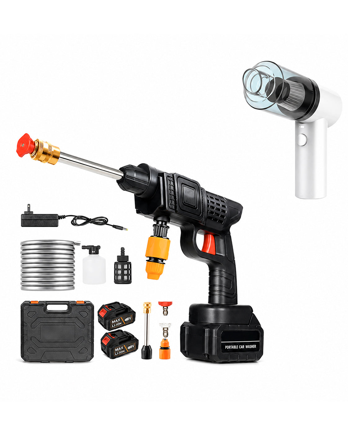 TurboWash Kit 360™ - Combo Automotriz: Hidrolavadora Inalámbrica + Aspiradora Portátil