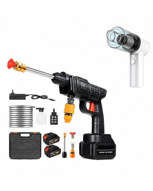 TurboWash Kit 360™ - Combo Automotriz: Hidrolavadora Inalámbrica + Aspiradora Portátil