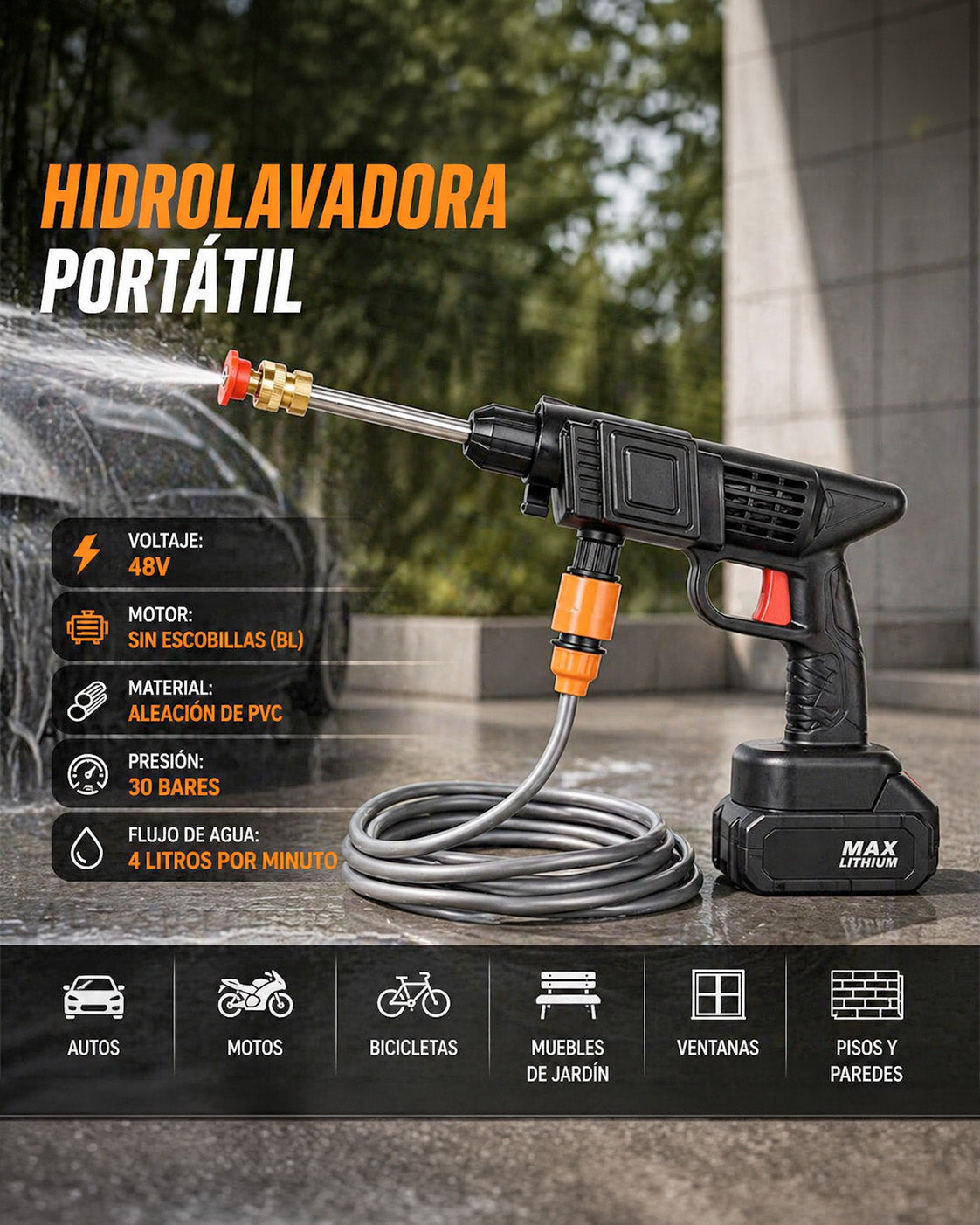 TurboWash Kit 360™ - Combo Automotriz: Hidrolavadora Inalámbrica + Aspiradora Portátil