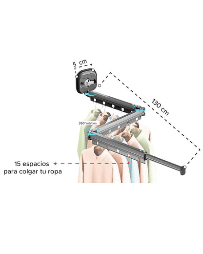 SpaceFold Pro™ - Tendedero Telescópico de Pared (¡Instalación Sin Perforaciones!)